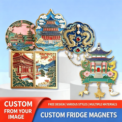 Custom metal fridge magnets, acrylic cultural and creative fridge magnets, custom-made corporate gifts, sand-flow wooden fridge magnets