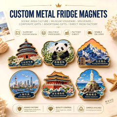 Custom zinc alloy metal fridge magnet, 3D magnetic souvenir for tourist attractions, Christmas logo gift