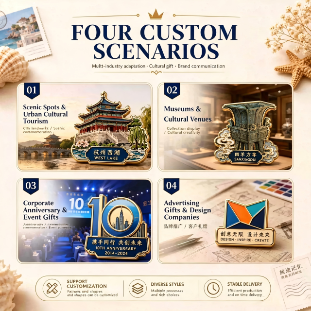 Custom zinc alloy metal fridge magnet, 3D magnetic souvenir for tourist attractions, Christmas logo gift