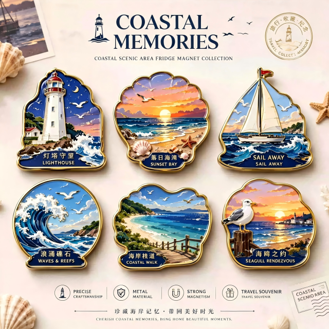 Custom zinc alloy metal fridge magnet, 3D magnetic souvenir for tourist attractions, Christmas logo gift