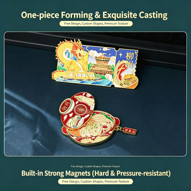 Customized metal fridge magnets for tourist attractions, custom-made cultural and creative souvenirs, logo design for graduation gifts