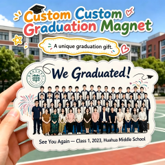 Customized acrylic graduation fridge magnets for DIY soft magnetic ads, custom-made with school logos, photo gluing, creative gift idea