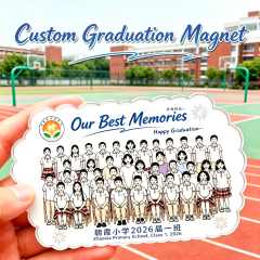 Customized acrylic graduation fridge magnets for DIY soft magnetic ads, custom-made with school logos, photo gluing, creative gift idea