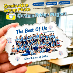 Customized acrylic graduation fridge magnets for DIY soft magnetic ads, custom-made with school logos, photo gluing, creative gift idea