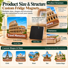 Custom 3D Embossed Personalized Ceramic Metal Refrigerator Magnets