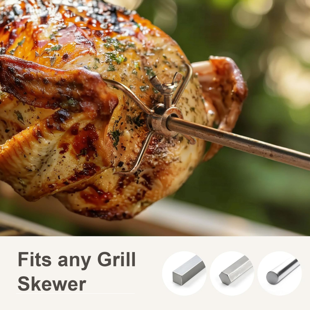 Rotisserie Meat Forks for Most Grills 2pcs Fits 1/2-Inch and 3/8-Inch Hexagon & 3/8-Inch and 5/16-Inch Square Spit Rods