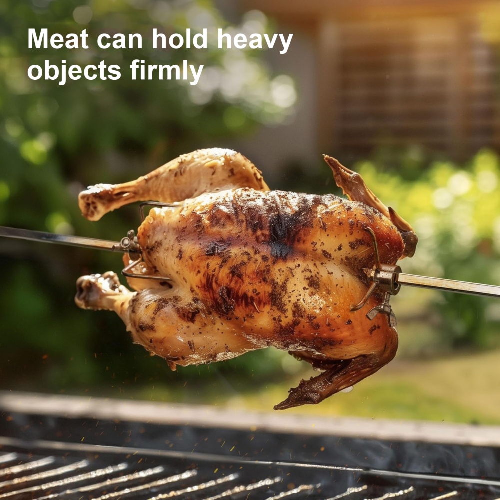 Rotisserie Meat Forks for Most Grills 2pcs Fits 1/2-Inch and 3/8-Inch Hexagon & 3/8-Inch and 5/16-Inch Square Spit Rods