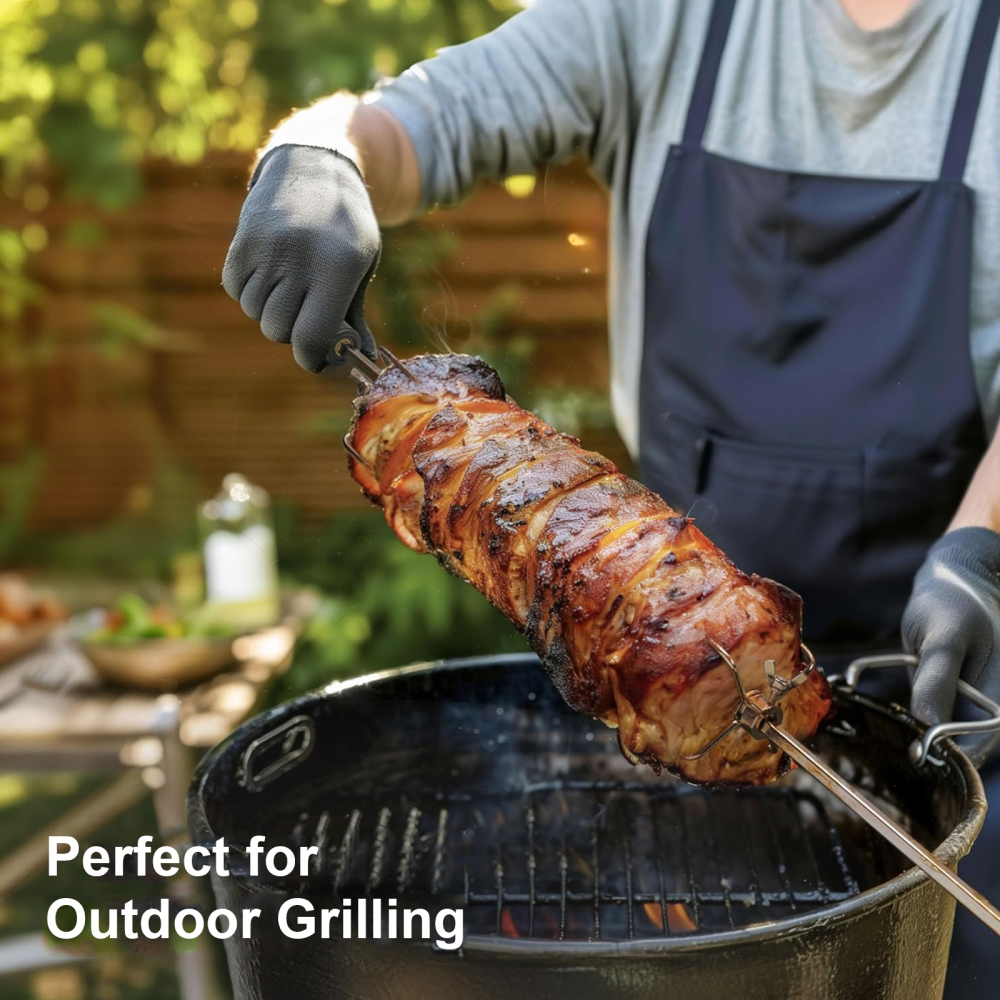 Rotisserie Meat Forks for Most Grills 2pcs Fits 1/2-Inch and 3/8-Inch Hexagon & 3/8-Inch and 5/16-Inch Square Spit Rods