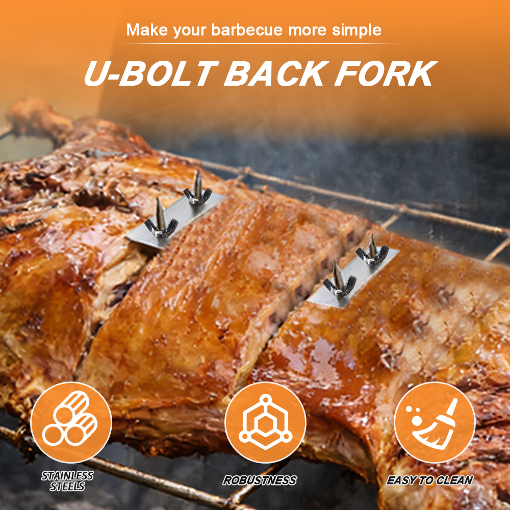 Rotisserie Meat Forks Stainless Steel BBQ Back Fork Accessories Outdoor Kitchen Kit Universal Removable Easy to Clean Grills Tool