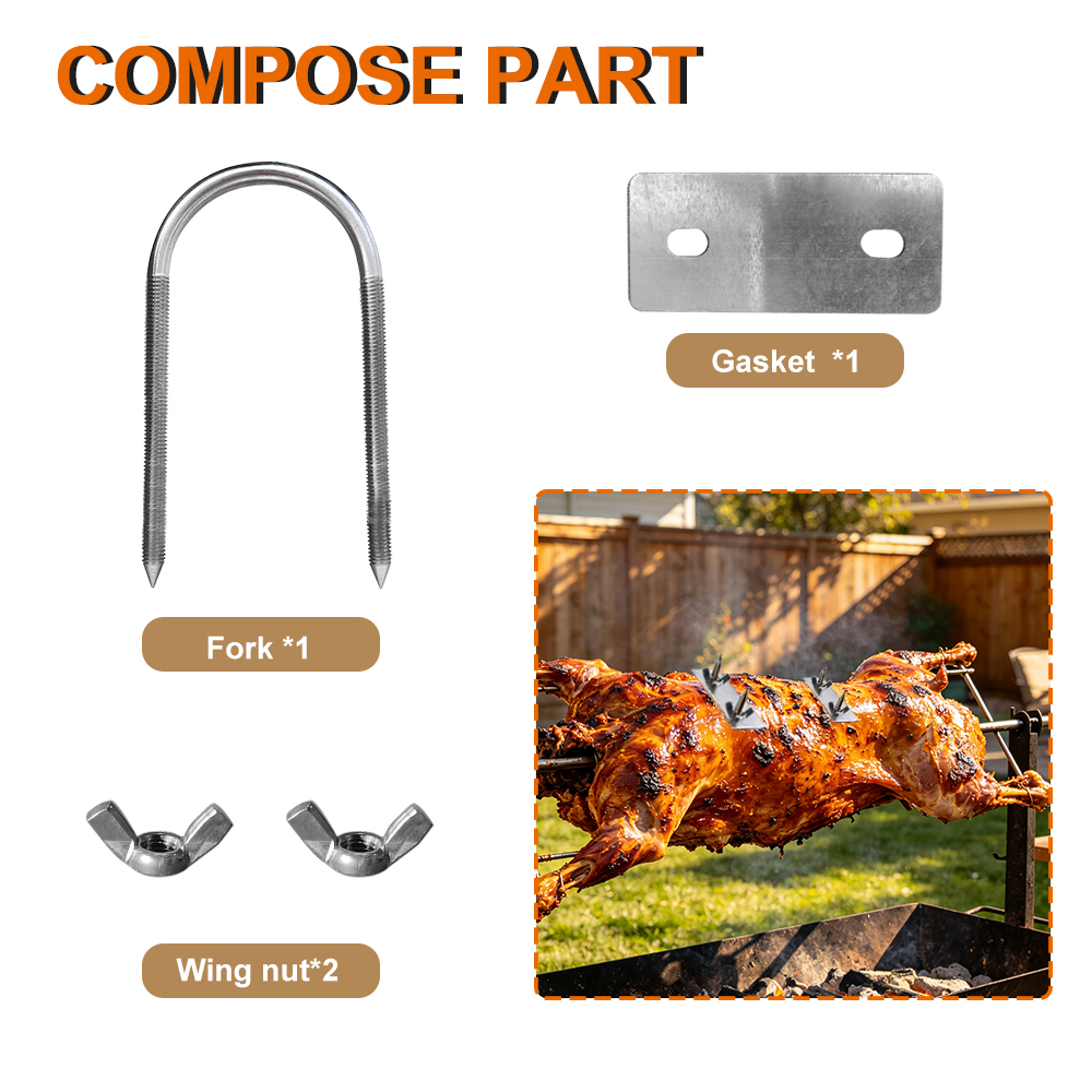 Rotisserie Meat Forks Stainless Steel BBQ Back Fork Accessories Outdoor Kitchen Kit Universal Removable Easy to Clean Grills Tool
