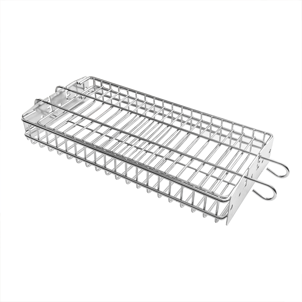 Stainless Steel Universal Grill Rotisserie Spit Rod Flat Basket