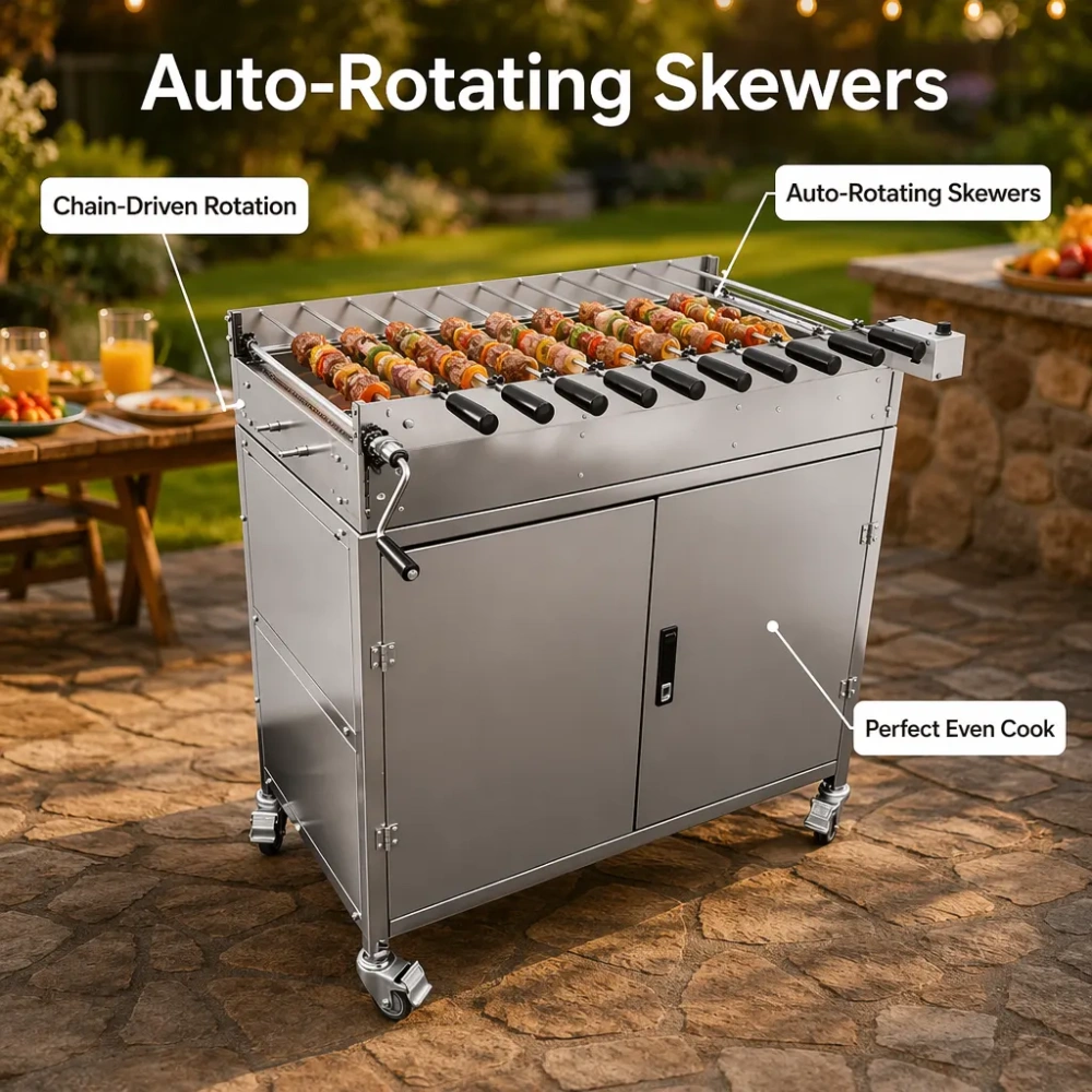 Bring the Mediterranean Feast Home — Stainless Steel Cyprus-Style Automatic Rotisserie Grill