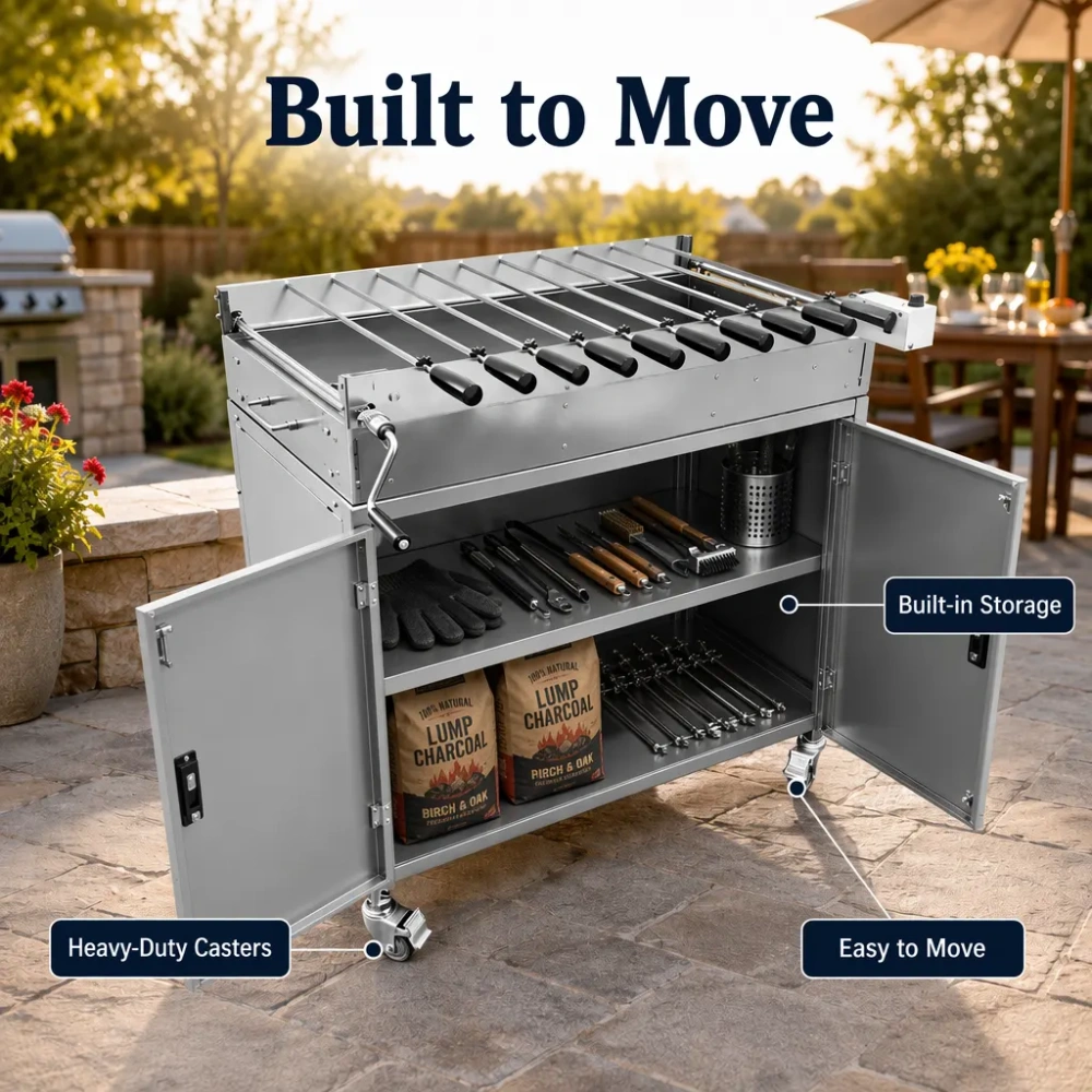 Bring the Mediterranean Feast Home — Stainless Steel Cyprus-Style Automatic Rotisserie Grill