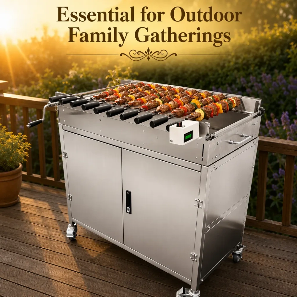 Bring the Mediterranean Feast Home — Stainless Steel Cyprus-Style Automatic Rotisserie Grill