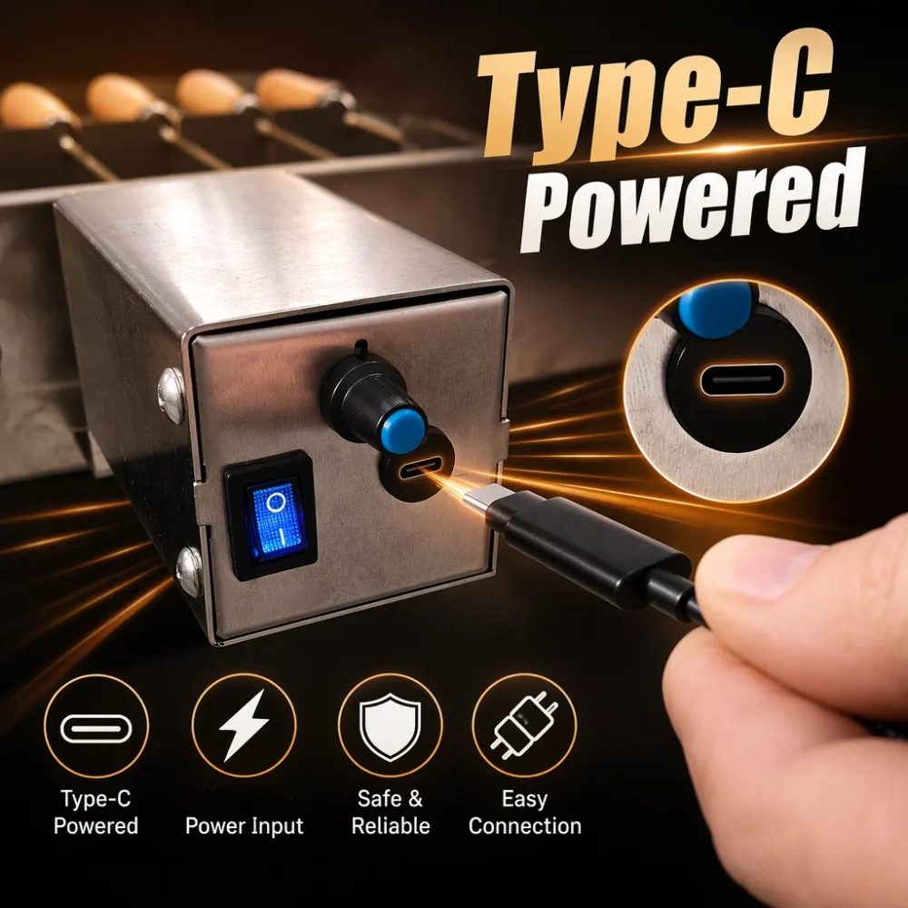 Cyprus-Style Modern Kebab Grill — The Portable Charcoal Rotisserie That Runs on Type-C