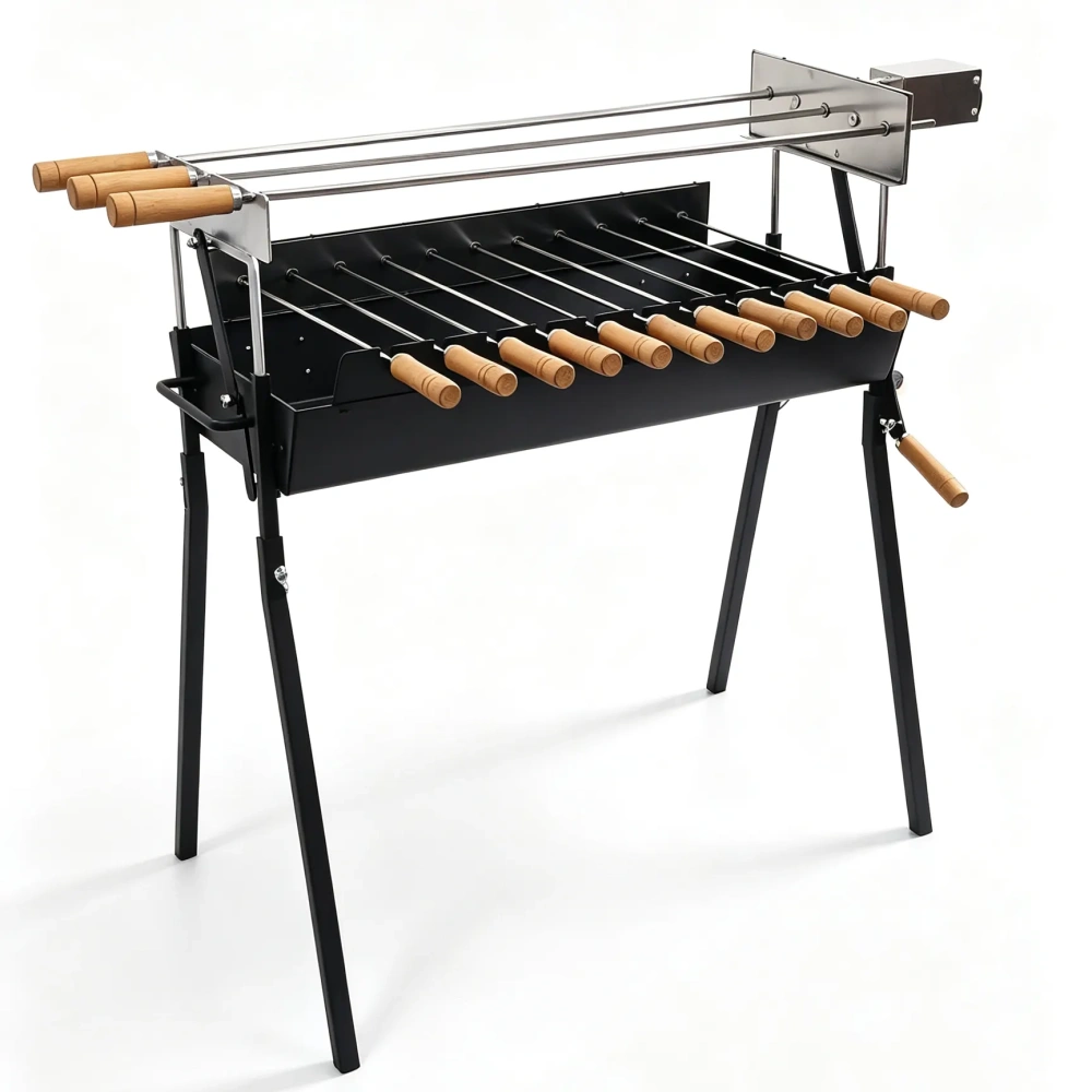 Cyprus-Style Modern Kebab Grill — The Portable Charcoal Rotisserie That Runs on Type-C