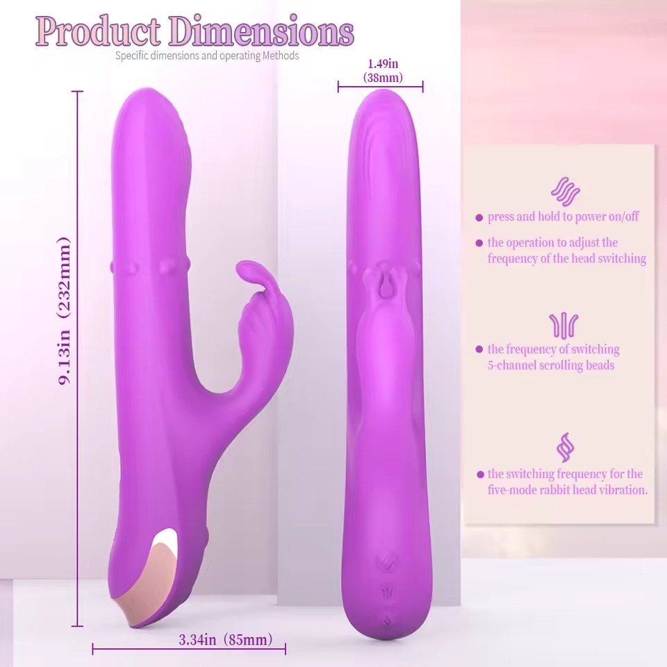 3-in-1 Rotating Rabbit Vibrator with Dual Motor & G-Spot Stimulation