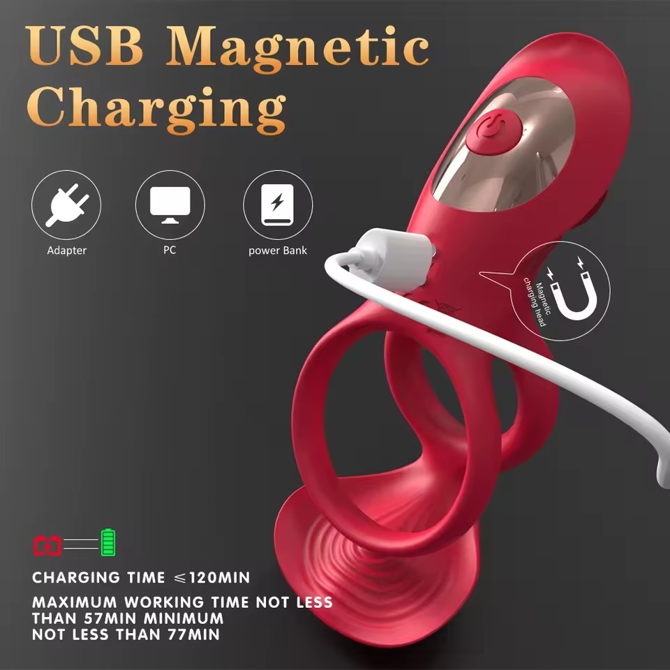 3-in-1 Remote Control Rose Vibrating Ring for Couples – Adjustable Silicone Performance Ring with Multi Modes