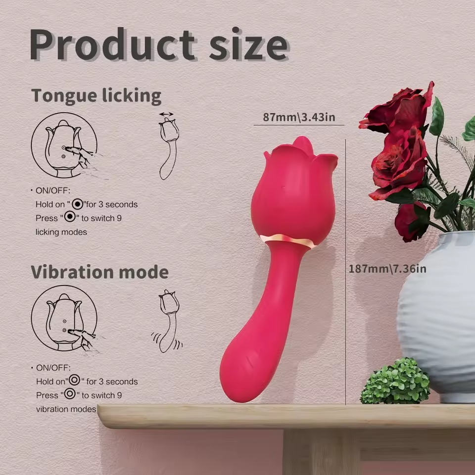 Rose Flower Massager with Tongue Motion & USB Recharge