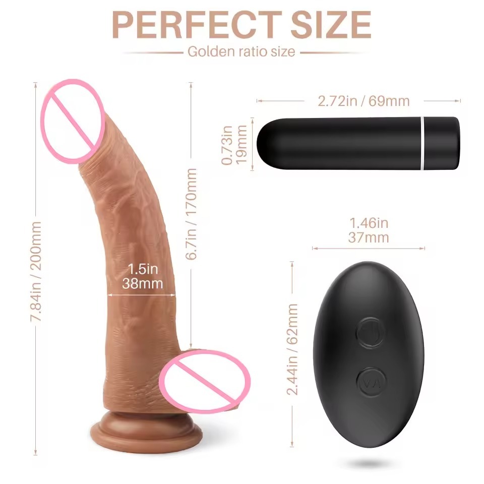 Remote Control Realistic Massager with Vibration & Suction Base