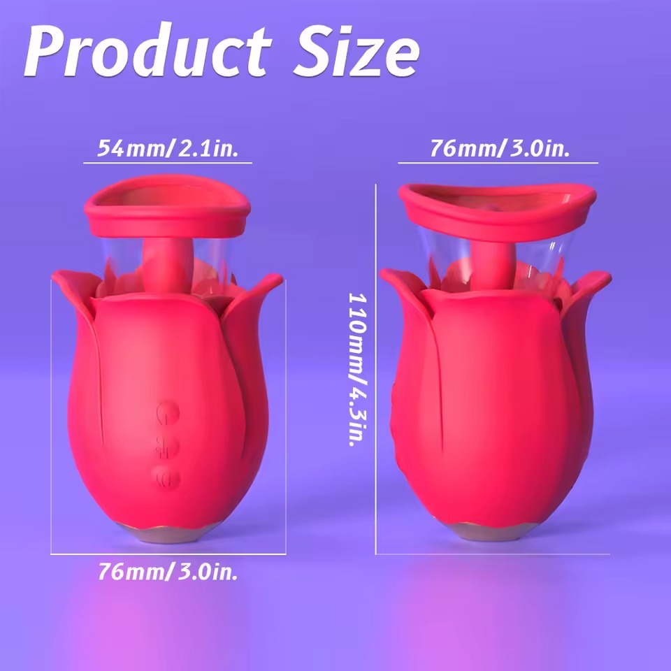 Rose Tongue Stimulator with Suction & Dual Massage