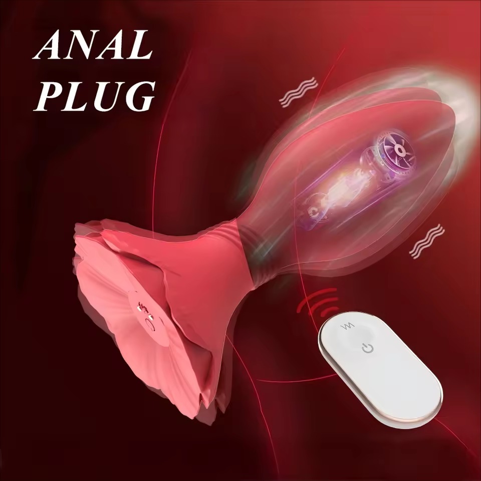 Rose Vibrating Training Plug with Remote Control