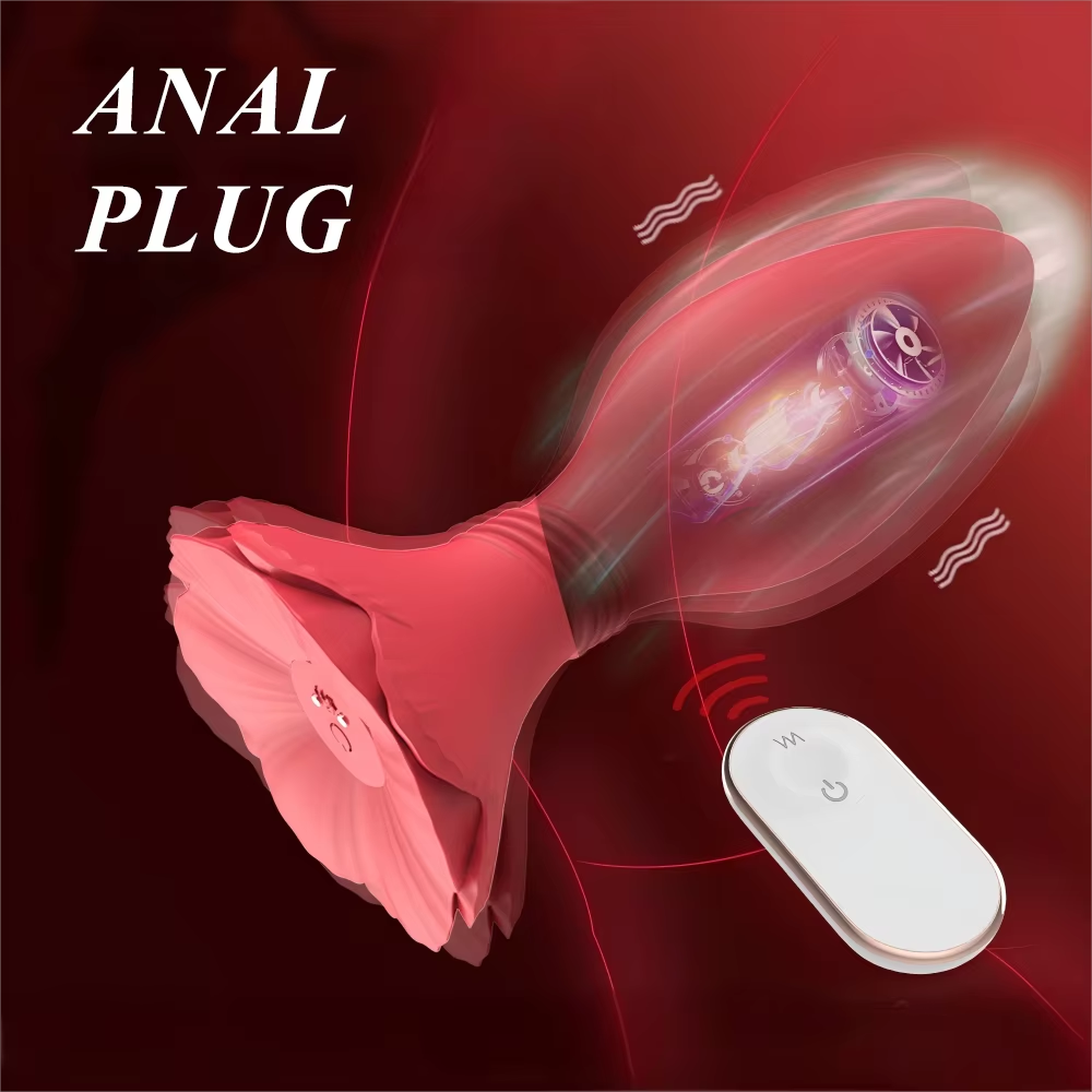 Rose Vibrating Training Plug with Remote Control