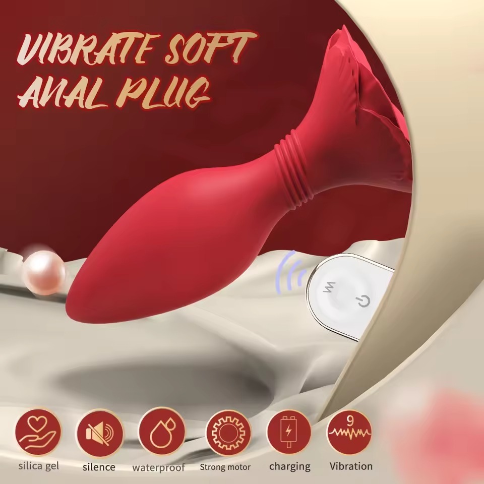 Rose Vibrating Training Plug with Remote Control