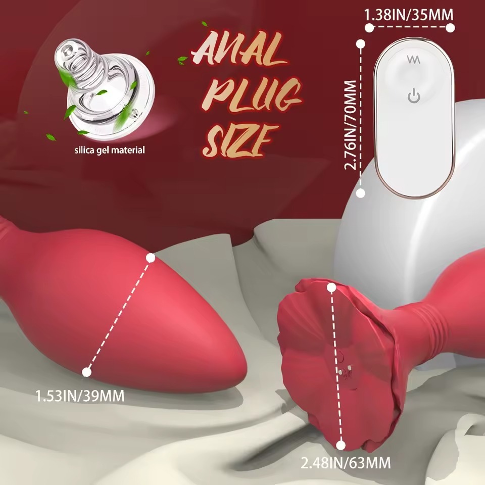 Rose Vibrating Training Plug with Remote Control