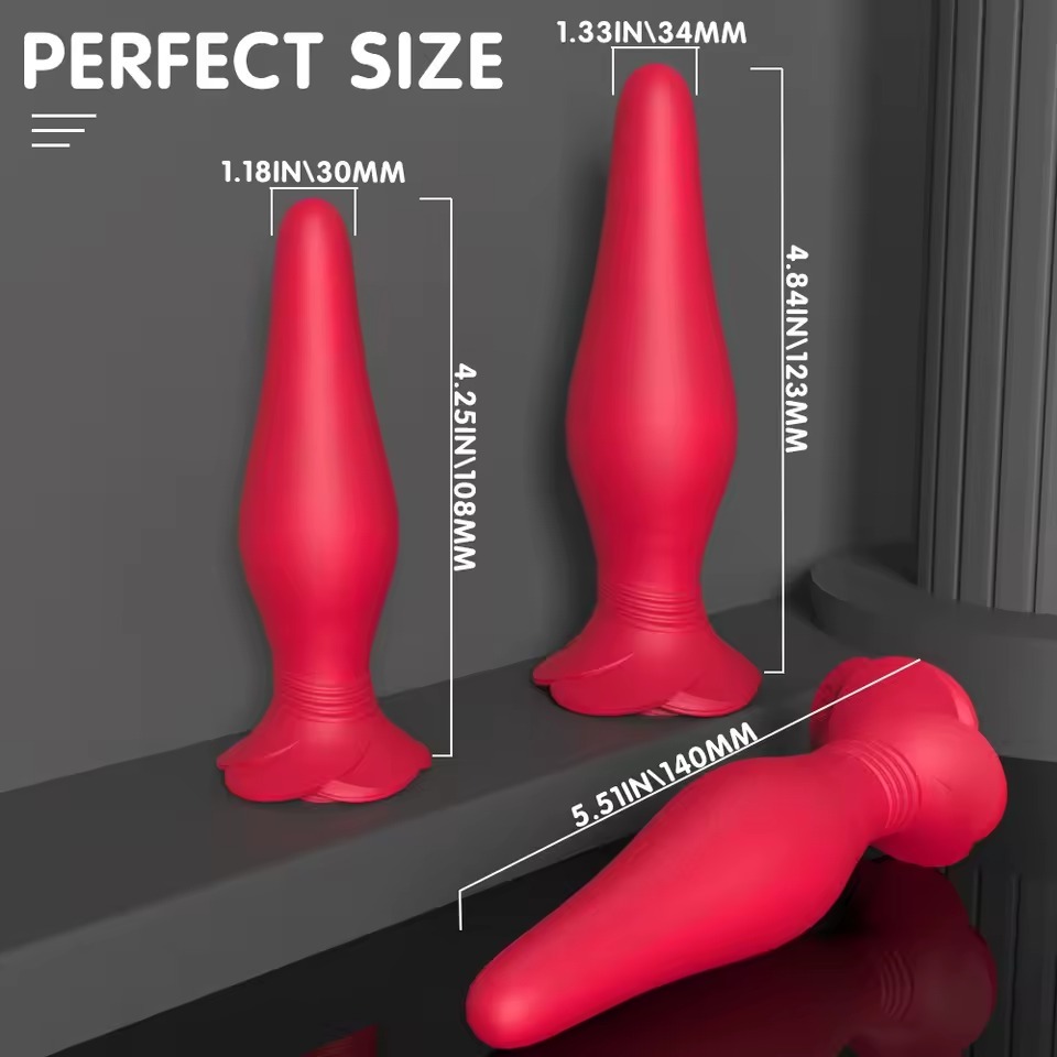 3PCS Rose Shape Training Plug Set for Beginners