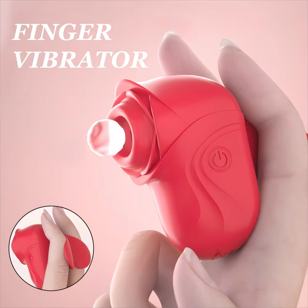 Rose Finger Massager with Suction & 9 Modes