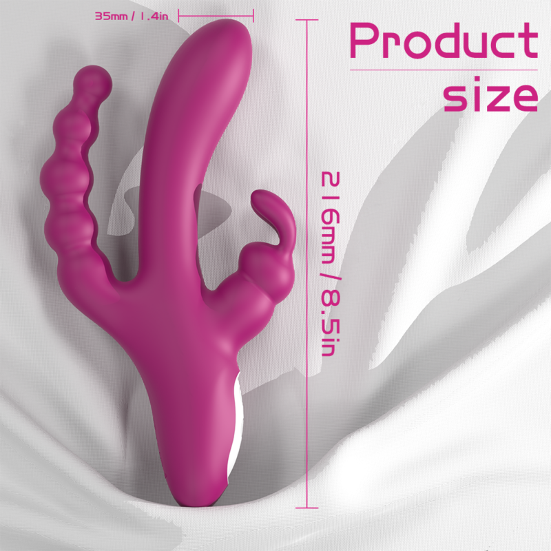 Triple Motor Rabbit Massager with Bead Design