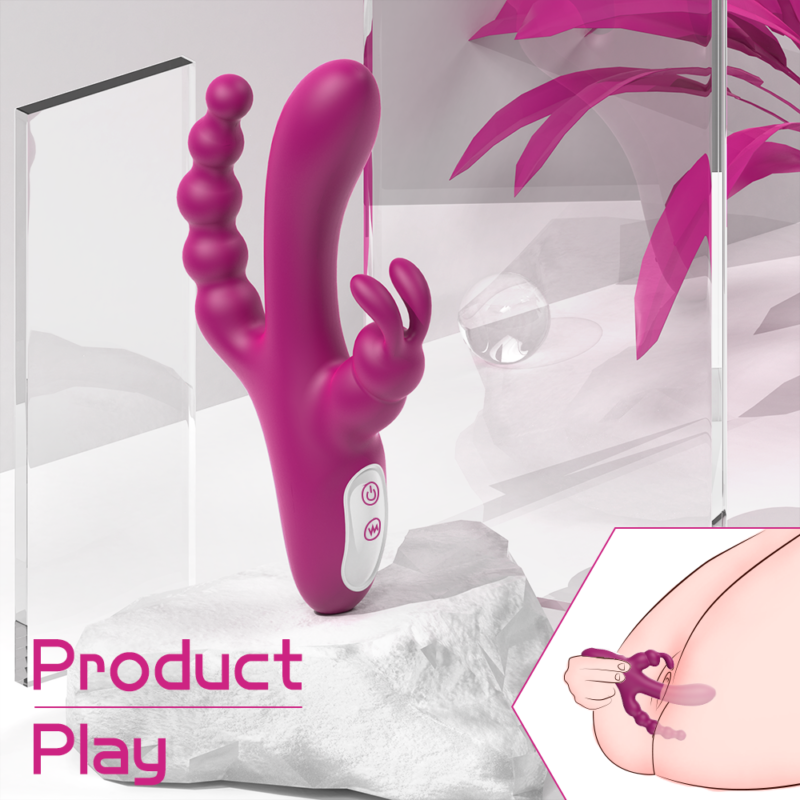 Triple Motor Rabbit Massager with Bead Design