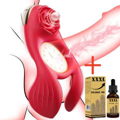 2026 New Vibrating Cock Ring Rose Clitoral Stimulatora