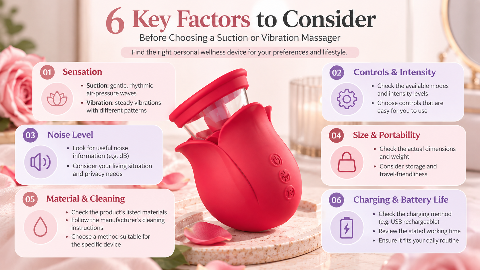 Six key factors to consider when choosing a suction or vibration massager