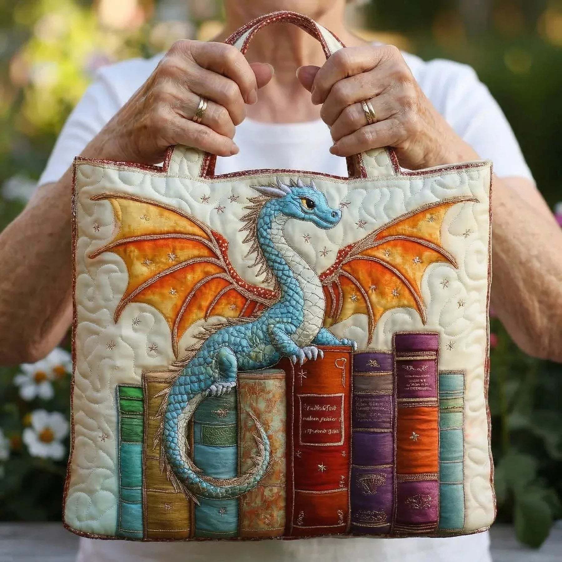 Sack Matelassé - Dragon Emerald Guardian of the Books