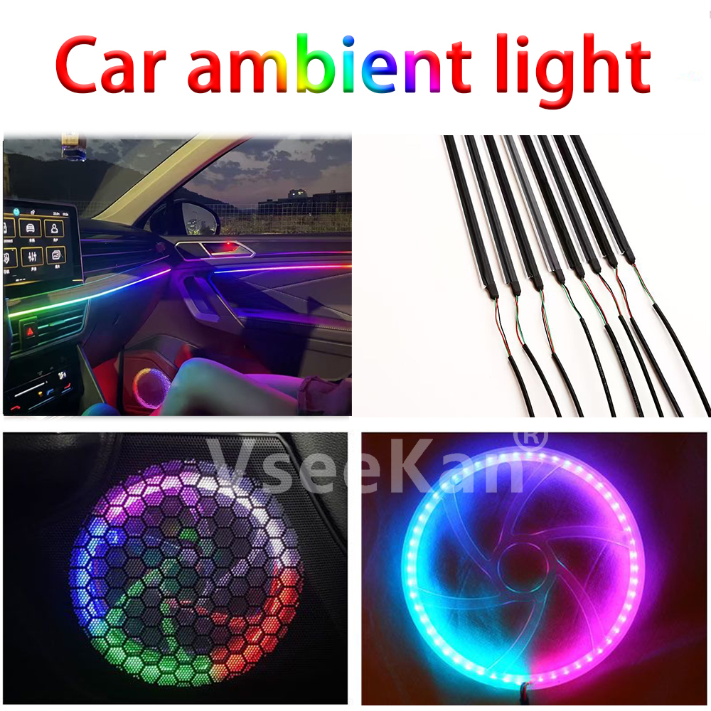 18 in 1 Led Auto Omgevingsverlichting 213 64 Kleur RGB Symfonie Streamer Bluetooth Regenboog Interieur Acryl Strips Sfeer Lamp Kit 18in1 22in1 24in1