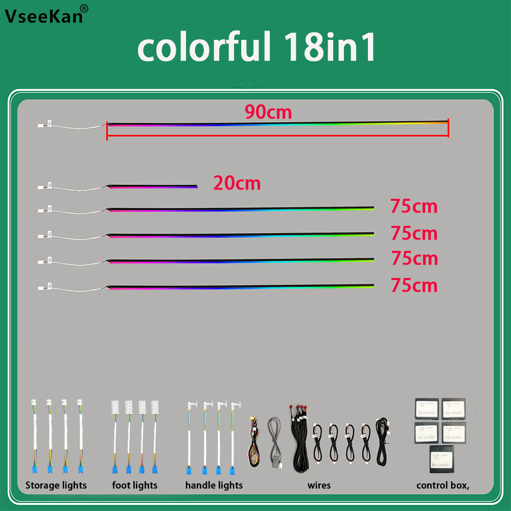 18 in 1 Led Auto Omgevingsverlichting 213 64 Kleur RGB Symfonie Streamer Bluetooth Regenboog Interieur Acryl Strips Sfeer Lamp Kit 18in1 22in1 24in1