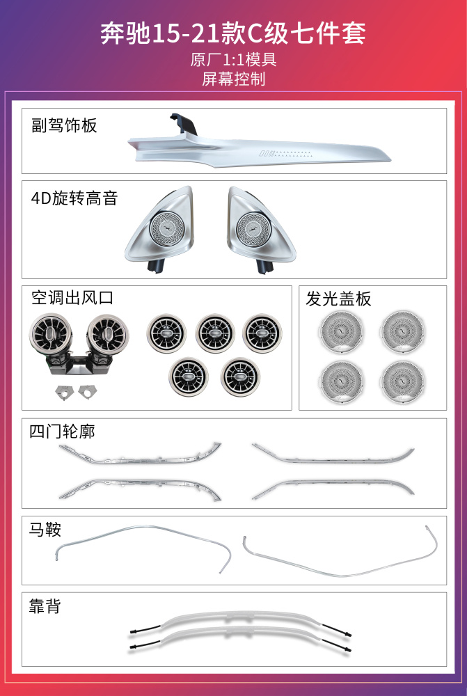 vseekan For Mercedes Benz C GLC Class Coupe W205 C43 C63 X253 LED Vents Speaker Decorative Light Retrofit