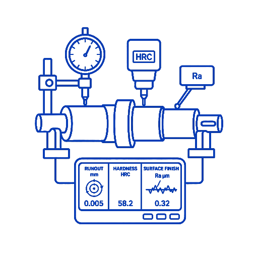 Runout hardness and surface finish inspection icon
