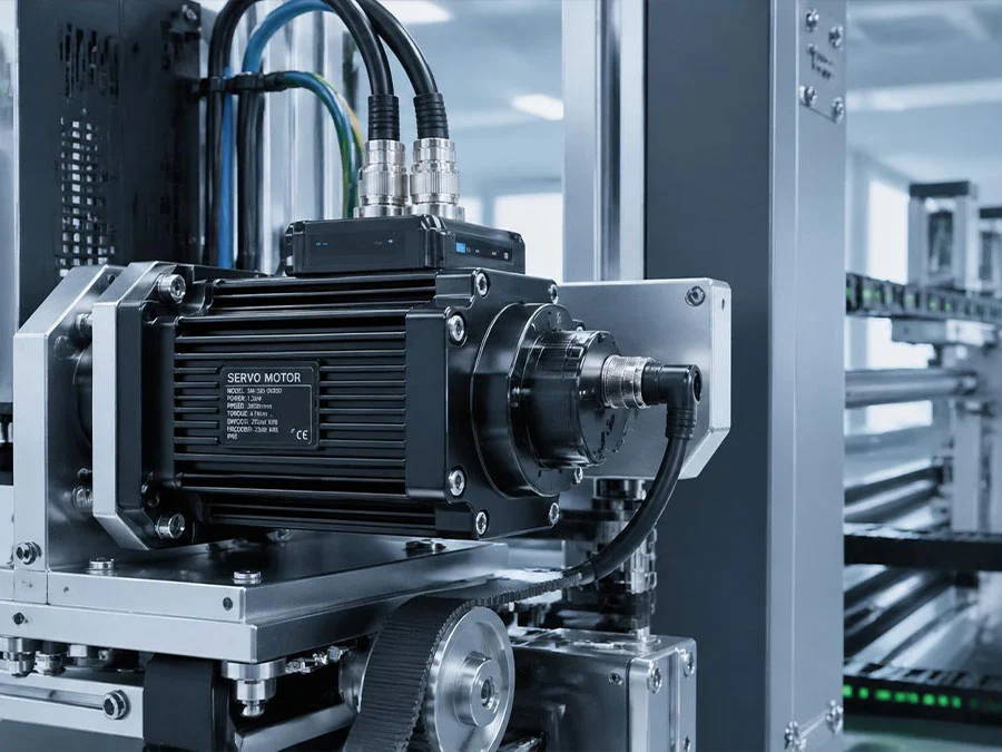Servo motor and industrial automation application using a precision hollow shaft
