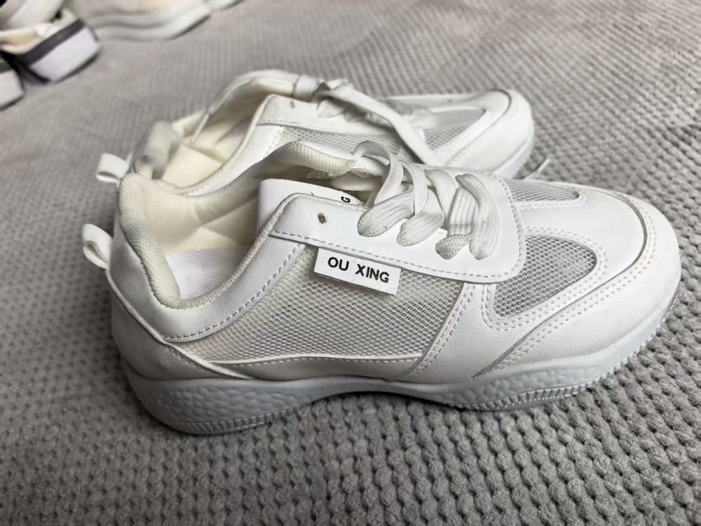 Platform Mesh White Sneakers