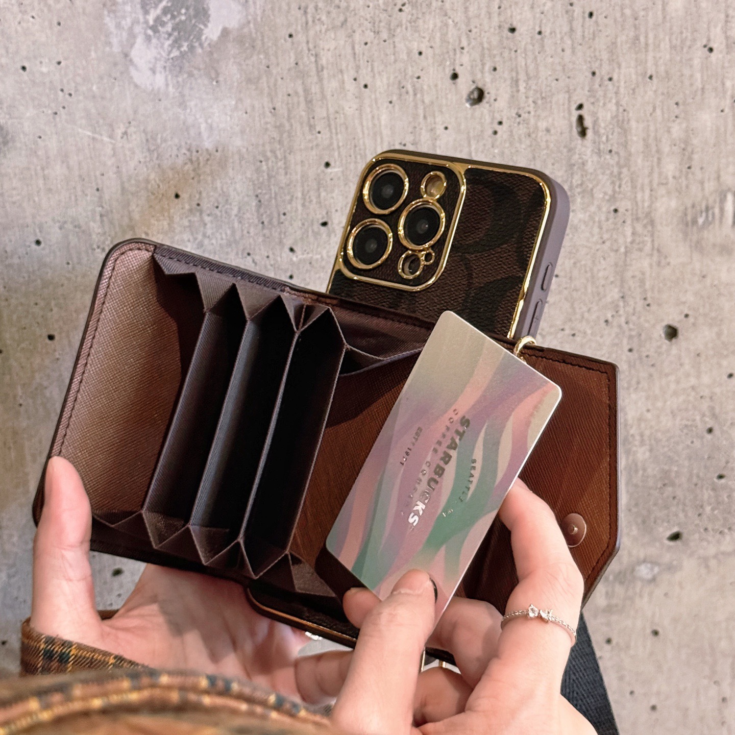 Coach iphone Case with cardholdeer