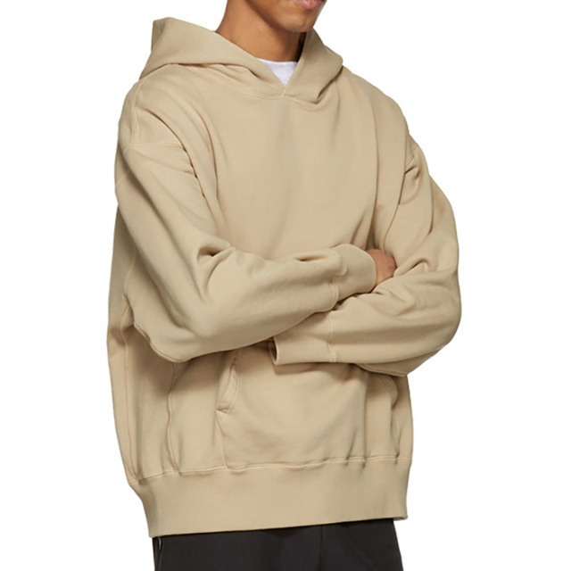 Custom Printed Logo Men's Brushed 100% Cotton Cordless Custom Blank Pullover Hoodie with Pockets