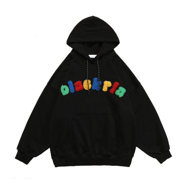 100% Cotton Custom Embroidered Sweatshirt Hoodie Streetwear OEM Chenille Embroidery Hoodie Custom Logo French Terry Hoodies