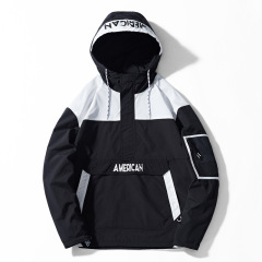 Bulk Utility Patchwork Pullover Jackets For Men Custom Hip Hop Streetwear Anorak Outdoor Men Hooded Windbreaker Jacket