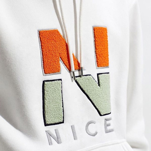 100% Cotton Custom Embroidered Sweatshirt Hoodie Streetwear OEM Chenille Embroidery Hoodie Custom Logo French Terry Hoodies