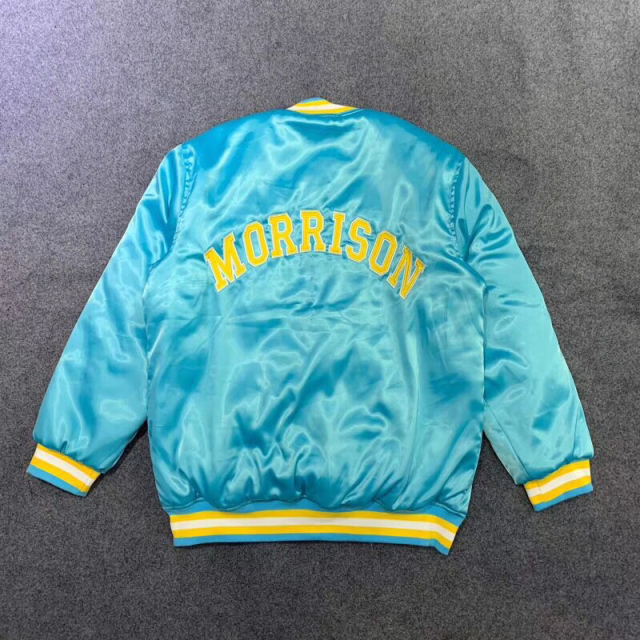 Streetwear Outdoor Bulk Varsity Jacket Men Custom Embroidery Logo Letter Justin Bieber Silk Reflective Satin Bomber Jacket