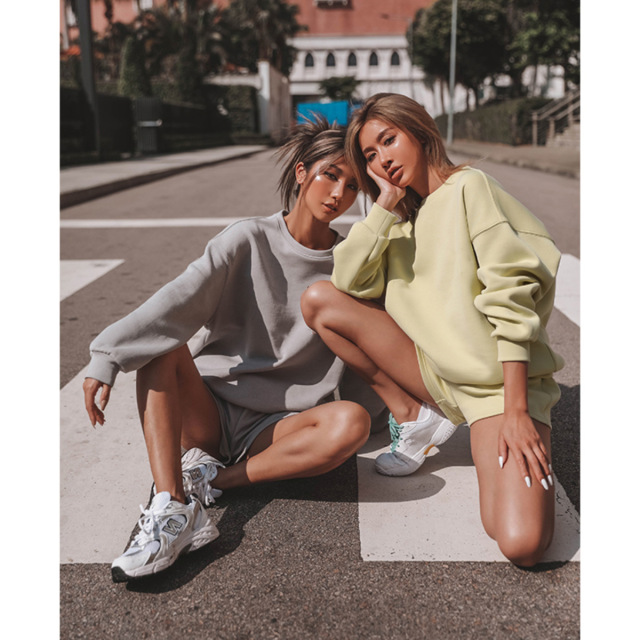 Custom Logo Loose Womens Casual Sports Pullover Sweatshirt