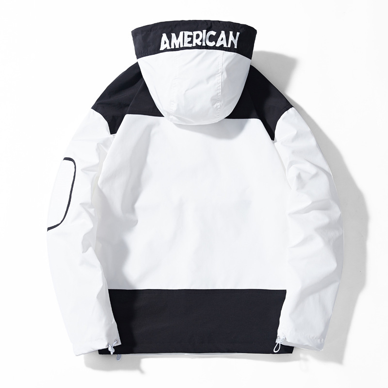 Bulk Utility Patchwork Pullover Jackets For Men Custom Hip Hop Streetwear Anorak Outdoor Men Hooded Windbreaker Jacket